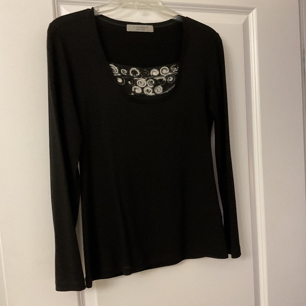 D’Exterior Black long sleeves top made in Italy size S
